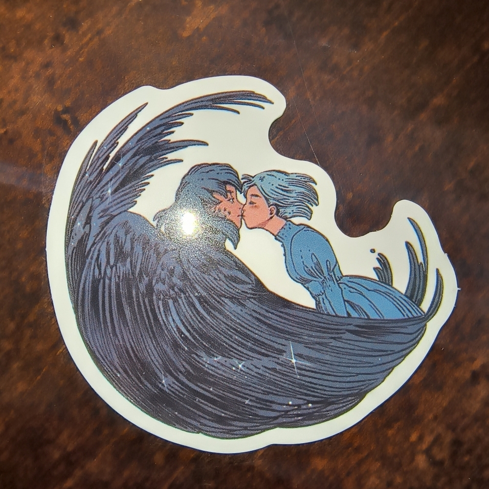 Blue & Black Embrace Art Sticker - Studio Ghibli Howls Moving Castle